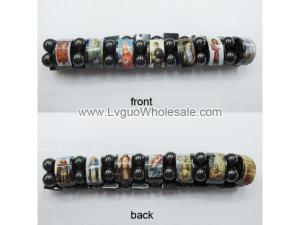 Magnetic Hematite Religious Sealed Icon Bracelet 7.8inch